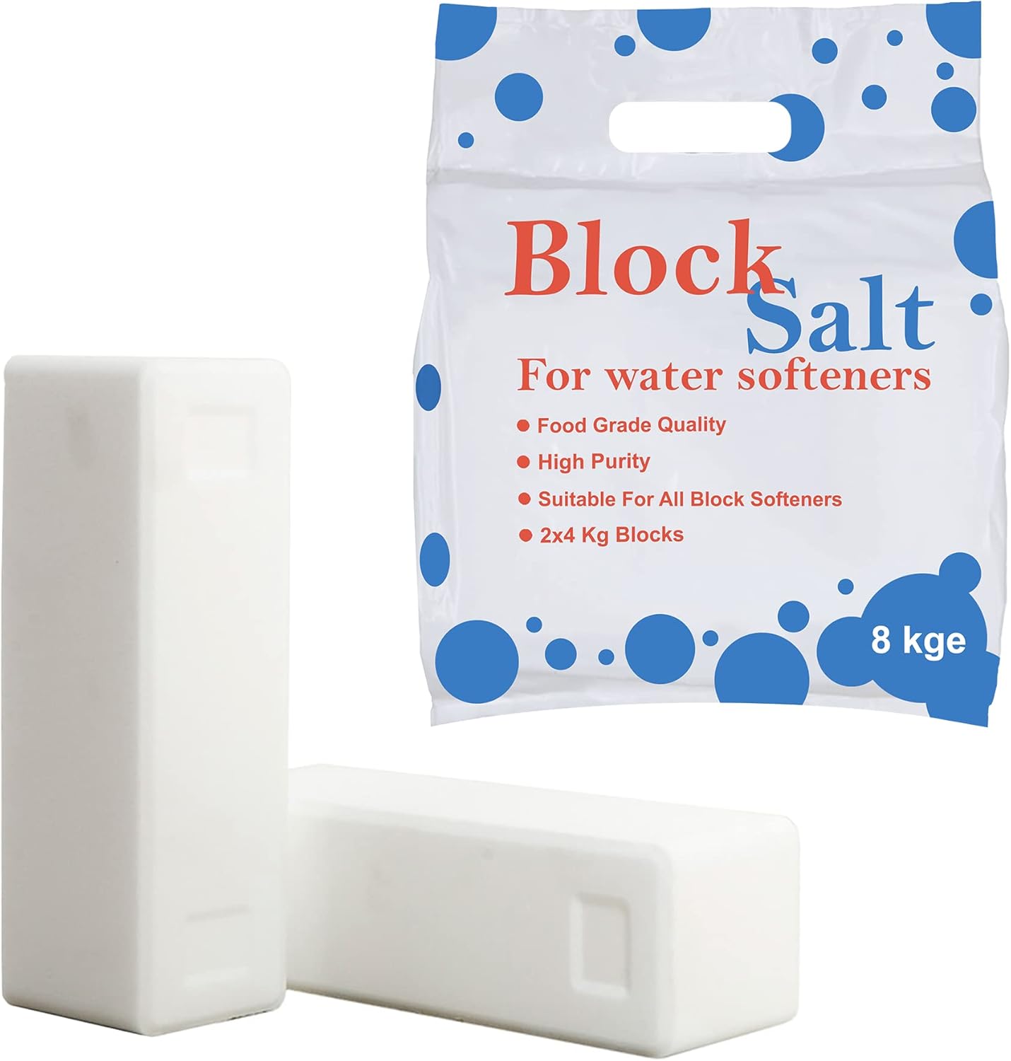 Water Softener Salt Blocks 100% Genuine Food Grade water softener salt block Compatible with All Water Softener Machine, Best For Laundry Kitchen Dishwasher Industrial use Salt Block