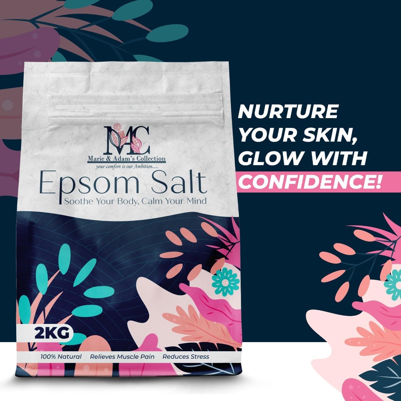 MAC Epsom Bath Salts - 100% Pure Epsom Salts, Our Magnesium Sulphate Bath Salts are Premium Bath Salts for Men and Women, Magnesium Bath Salts for Muscle Soak - Epsom Salts 1kg (1 Pack)