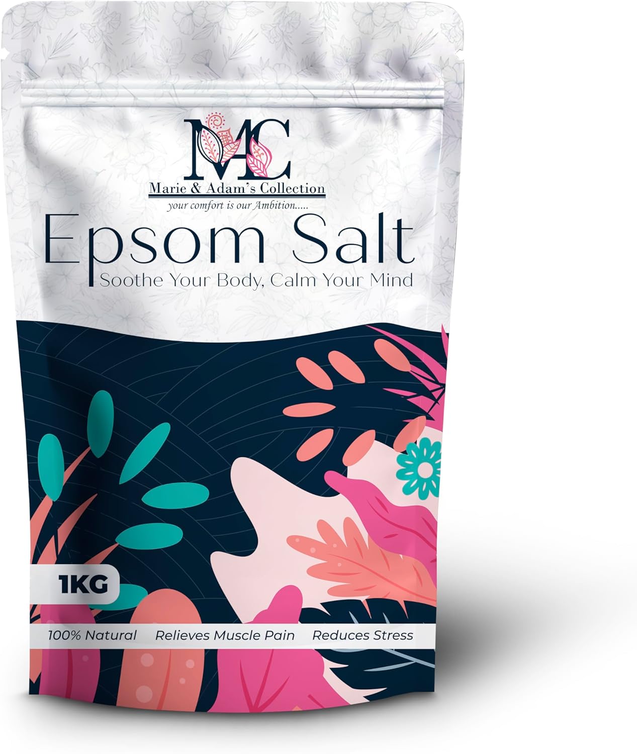 MAC Epsom Bath Salts - 100% Pure Epsom Salts, Our Magnesium Sulphate Bath Salts are Premium Bath Salts for Men and Women, Magnesium Bath Salts for Muscle Soak - Epsom Salts 1kg (1 Pack)