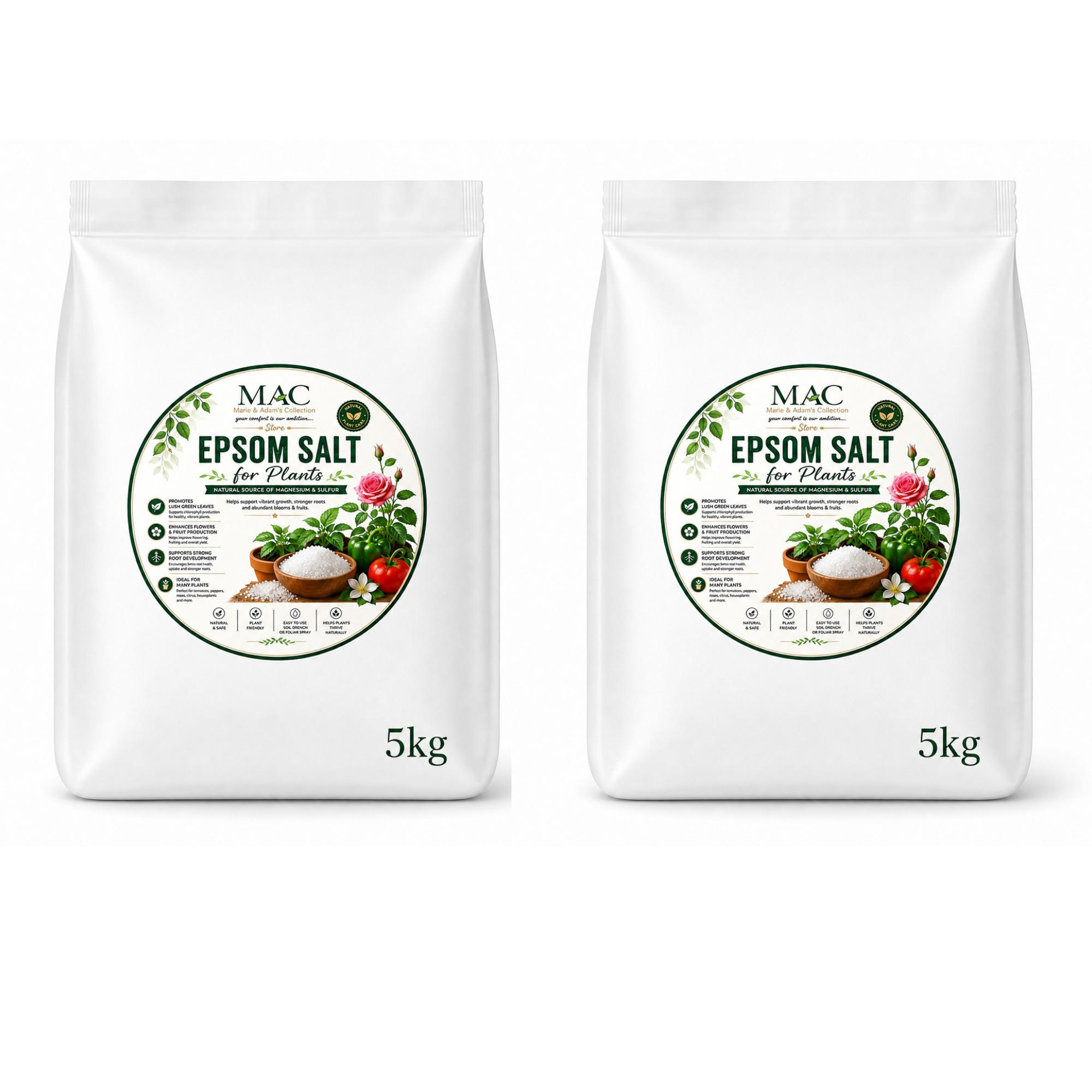 Epsom Salt for Plants (2x5)10kg – Magnesium Sulphate Crystals for Garden, Flowers, Vegetables & Houseplants