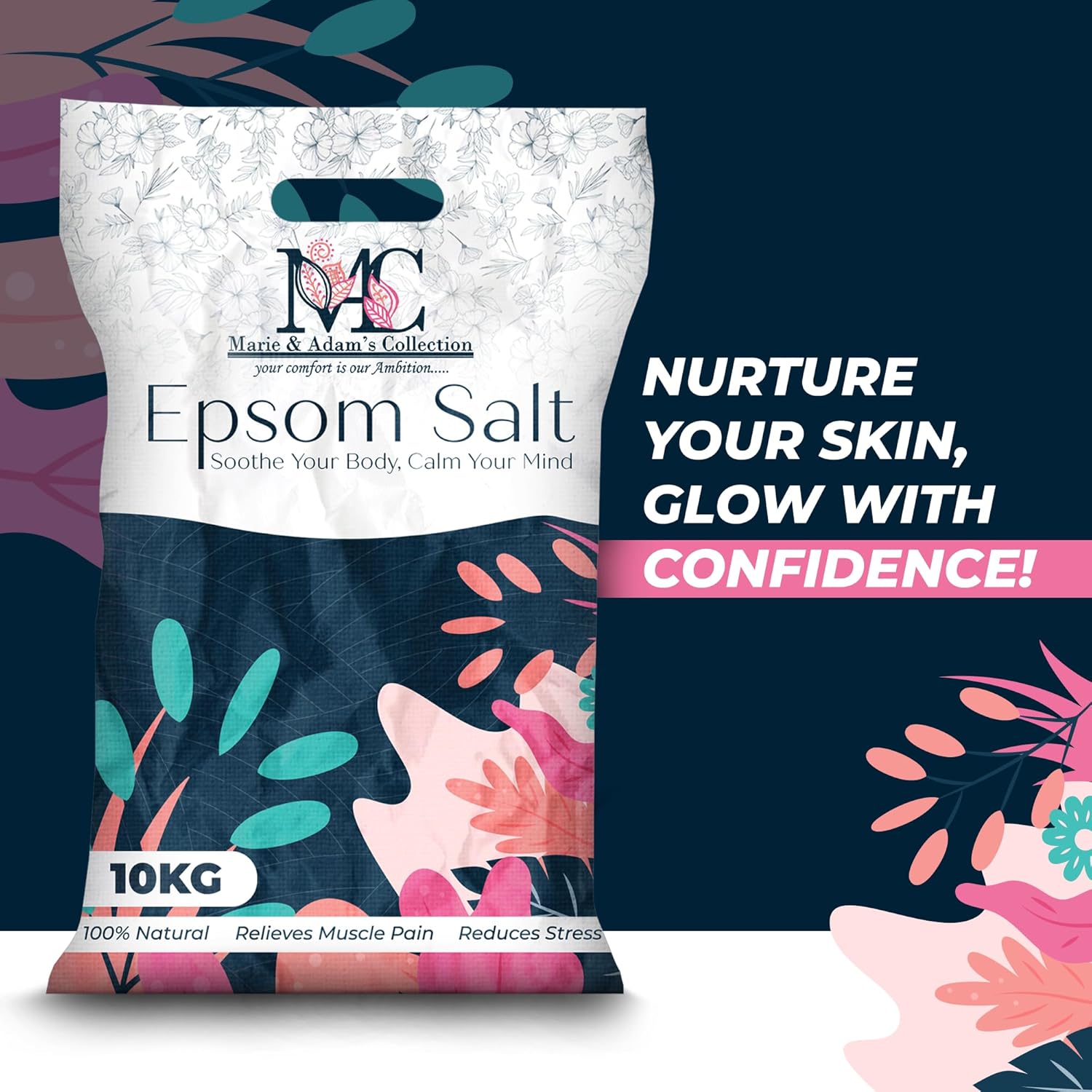 Pure Epsom Salts 10kg, Total Body Therapy, 100% Pure Premium Quality Magnesium Sulphate Traditional Bath Soak, Fine 1.4mm Easily Dissolvable Grain Size, Vegan Friendly