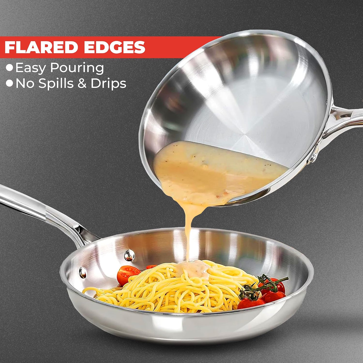 28cm Stainless Steel Frying Pan 5 Ply | Professional Induction Skillet | Multi-Layer Clad Cookware for Searing, Frying & Everyday Cooking