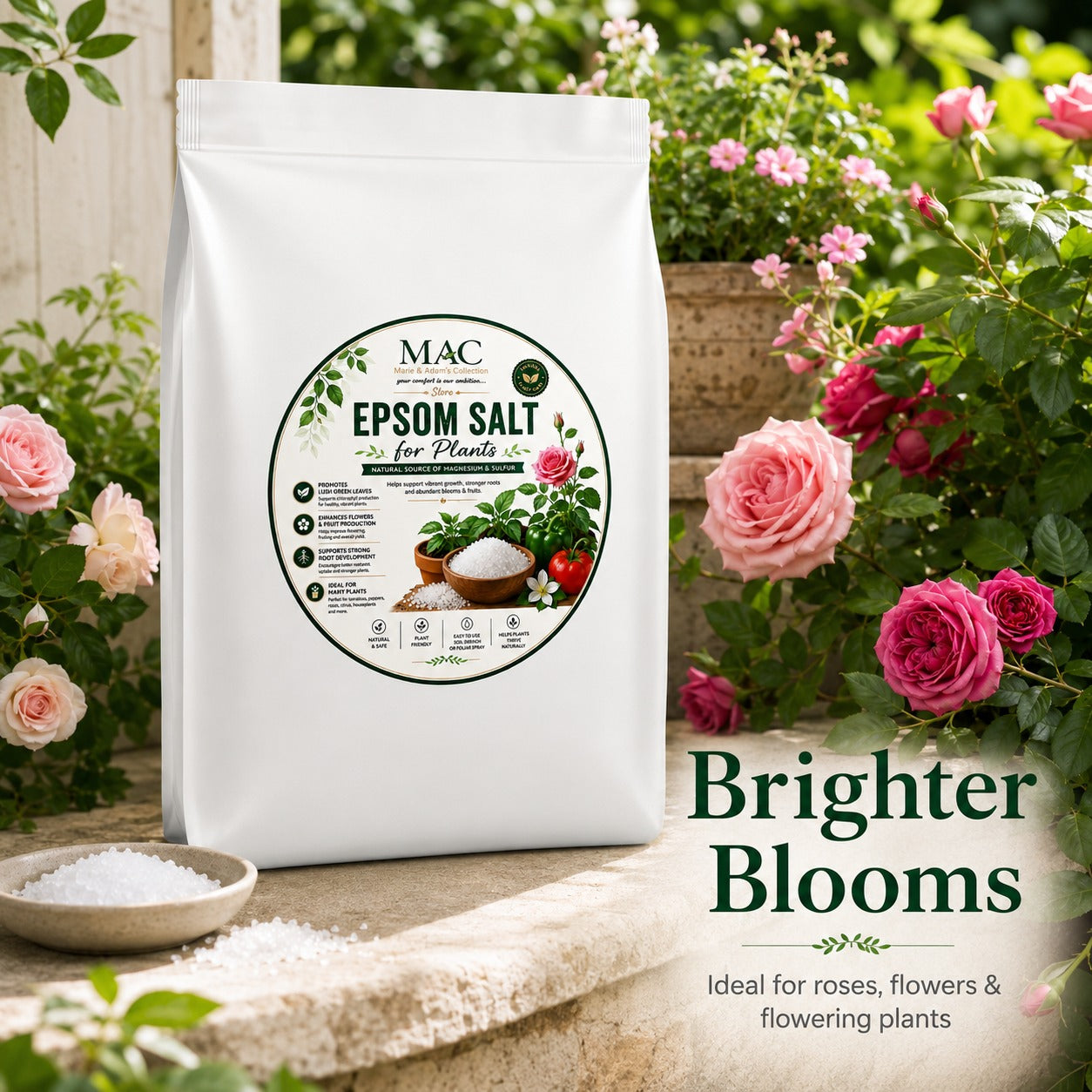 Epsom Salt for Plants 5kg – Magnesium Sulphate Crystals for Garden, Flowers, Vegetables & Houseplants